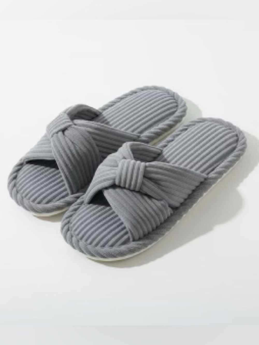 Anna Kaci Lounge Ribbed Light Grey House Slippers Soft Size 9-10